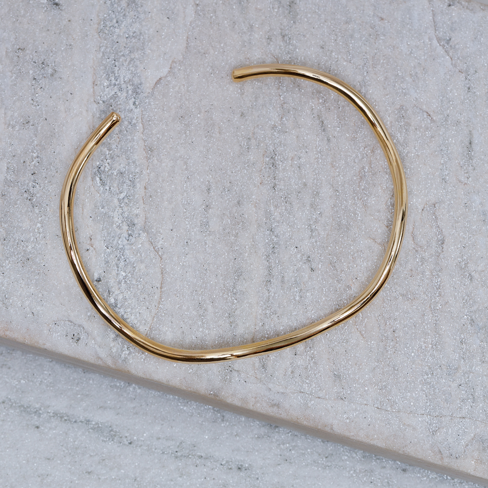 BRACELETE ONDULADO MÉDIO BANHO OURO 18K