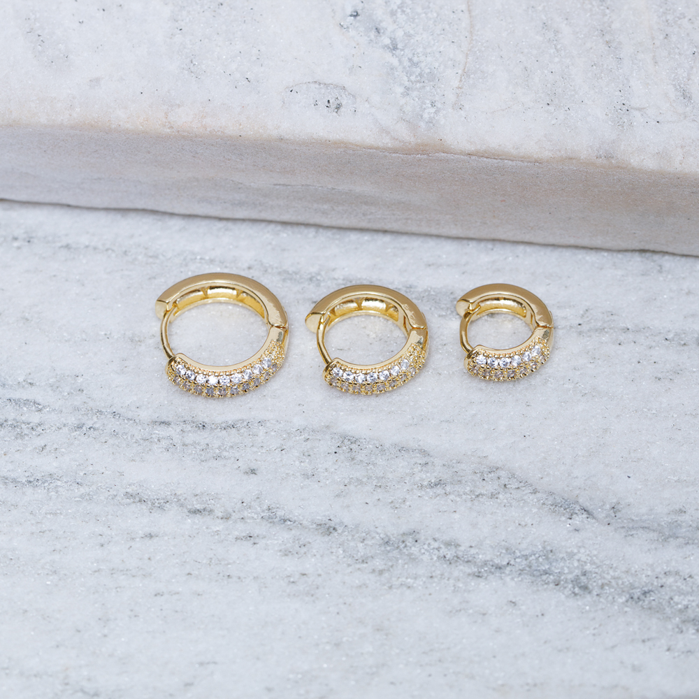 BRINCO ARGOLA TRADICIONAL G CRAVEJADA BANHO OURO 18K