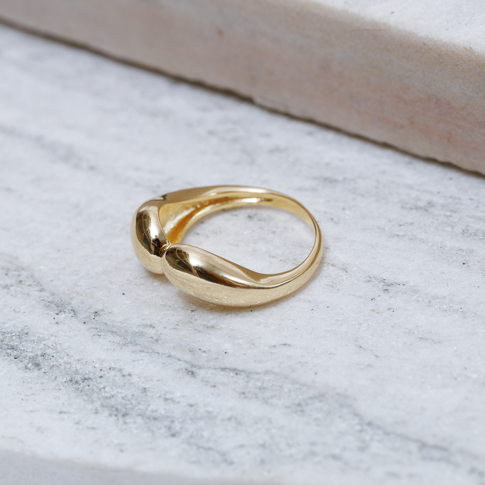 ANEL GOTAS LISAS BANHO OURO 18K