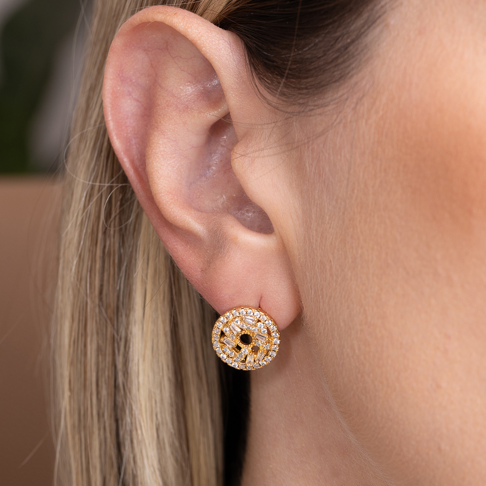 BRINCO DONUT COM ZIRCÔNIAS CRISTAIS BANHO OURO 18K