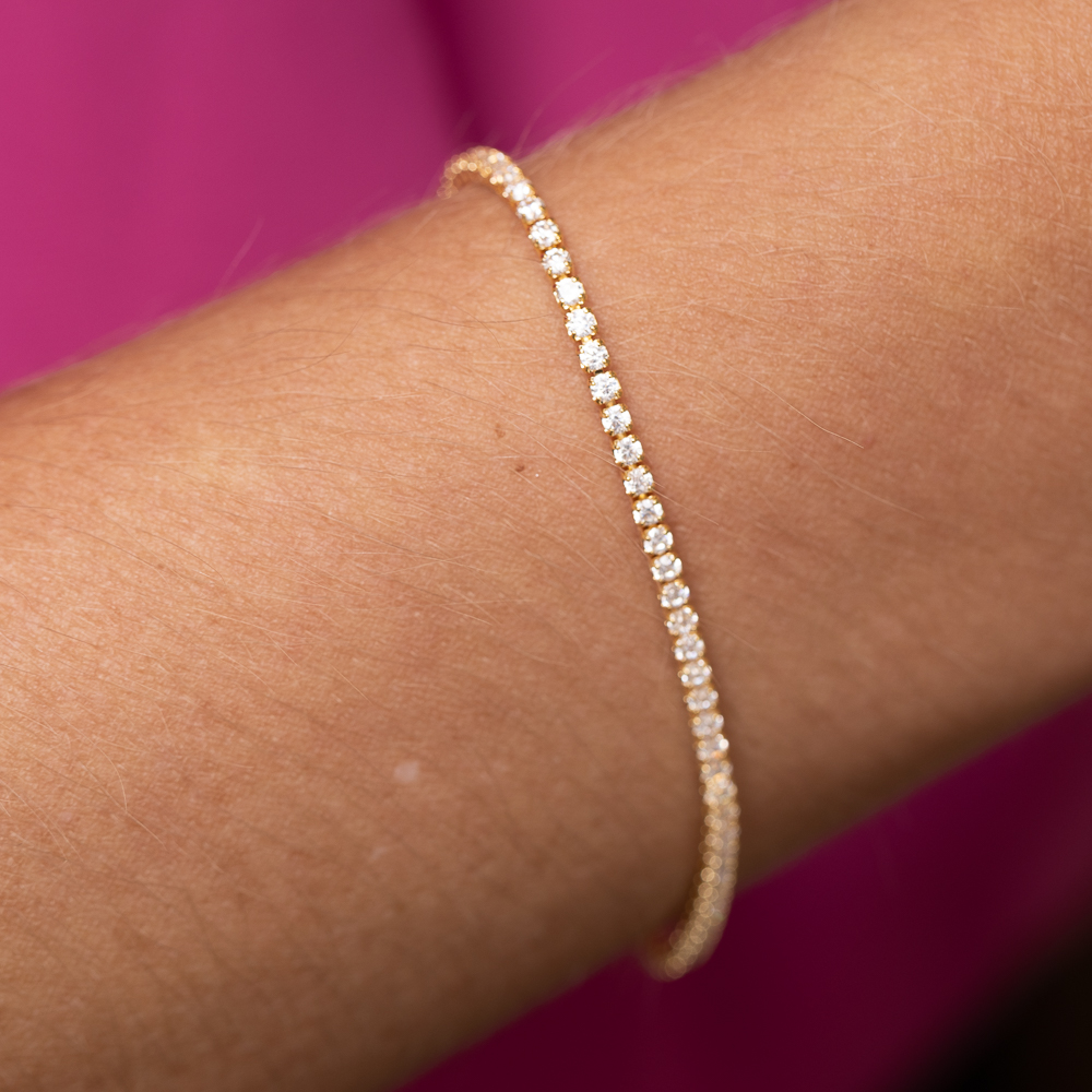 PULSEIRA INFANTIL RIVIERA PP CRISTAL BANHO OURO 18K