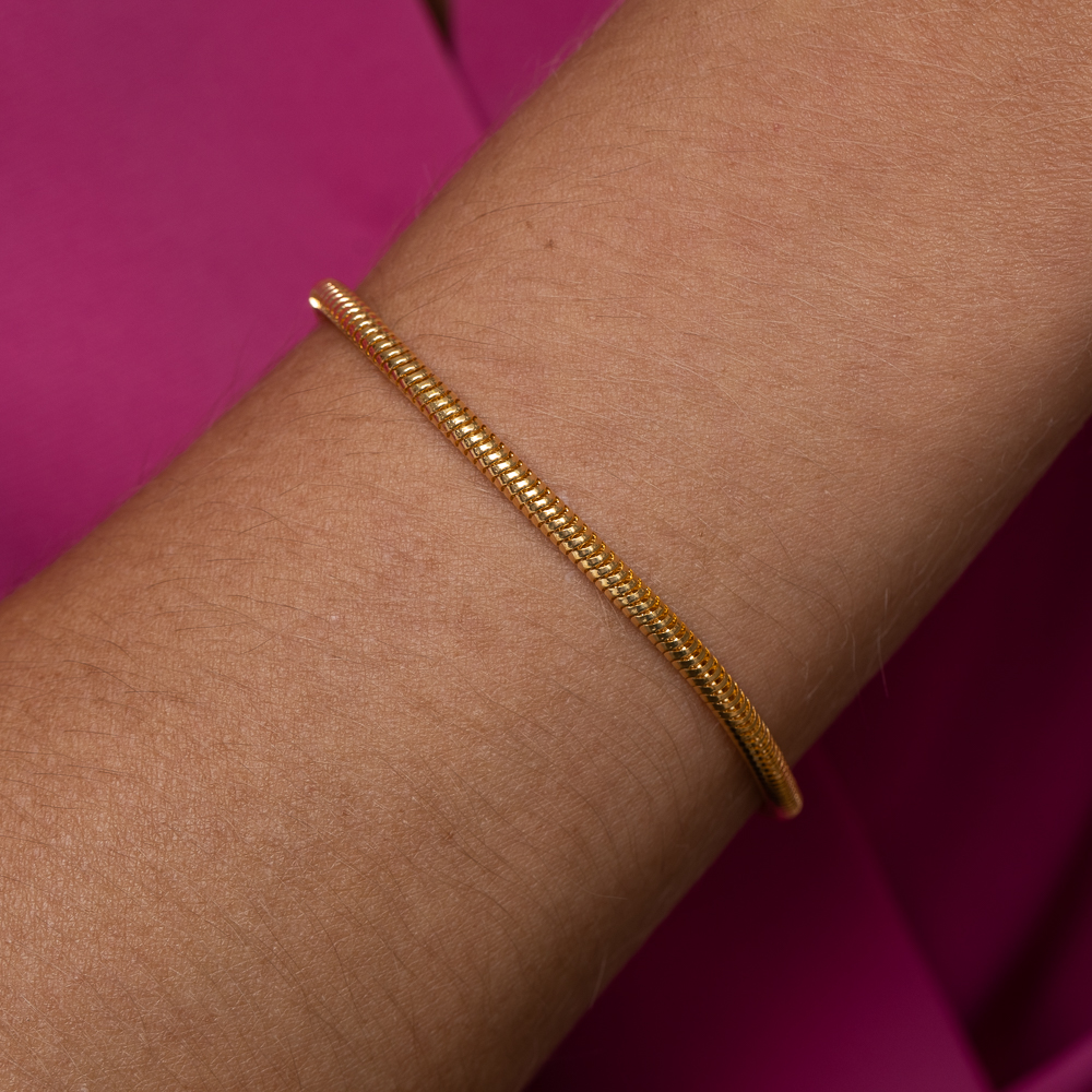 PULSEIRA MALHA TUBULAR BANHO OURO 18K
