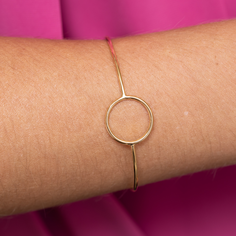 BRACELETE FINO COM FECHO REDONDO BANHO OURO 18K