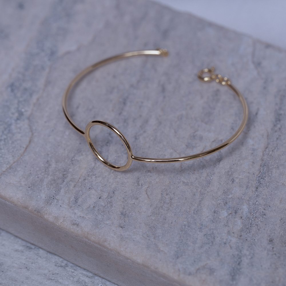 BRACELETE FINO COM FECHO REDONDO BANHO OURO 18K
