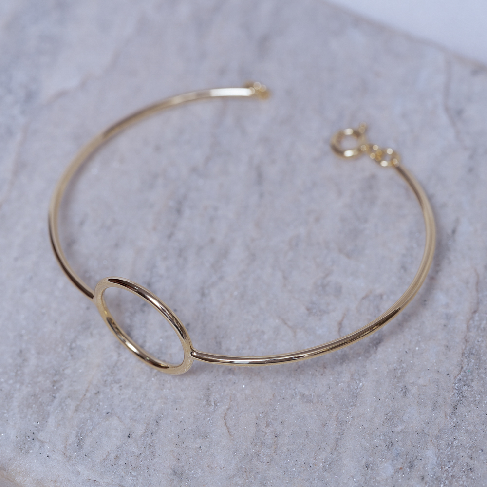 BRACELETE FINO COM FECHO REDONDO BANHO OURO 18K