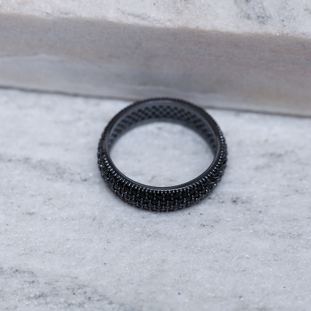 ANEL CRAVEJADO NEGRO BANHO RÓDIO NEGRO