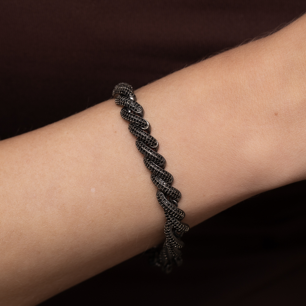PULSEIRA COM ZIRCÔNIAS NEGRAS BANHO RÓDIO NEGRO