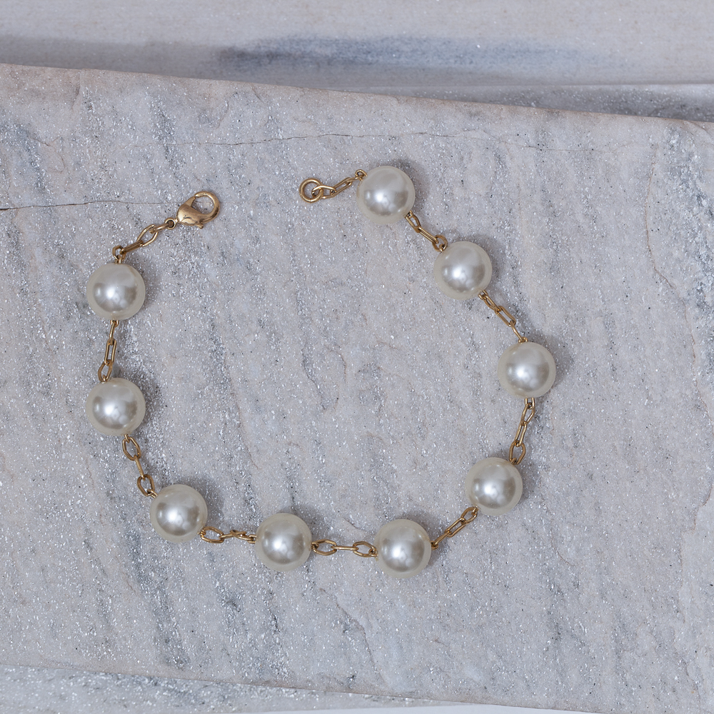 PULSEIRA PÉROLA G MIX DE ELOS BANHO OURO 18K