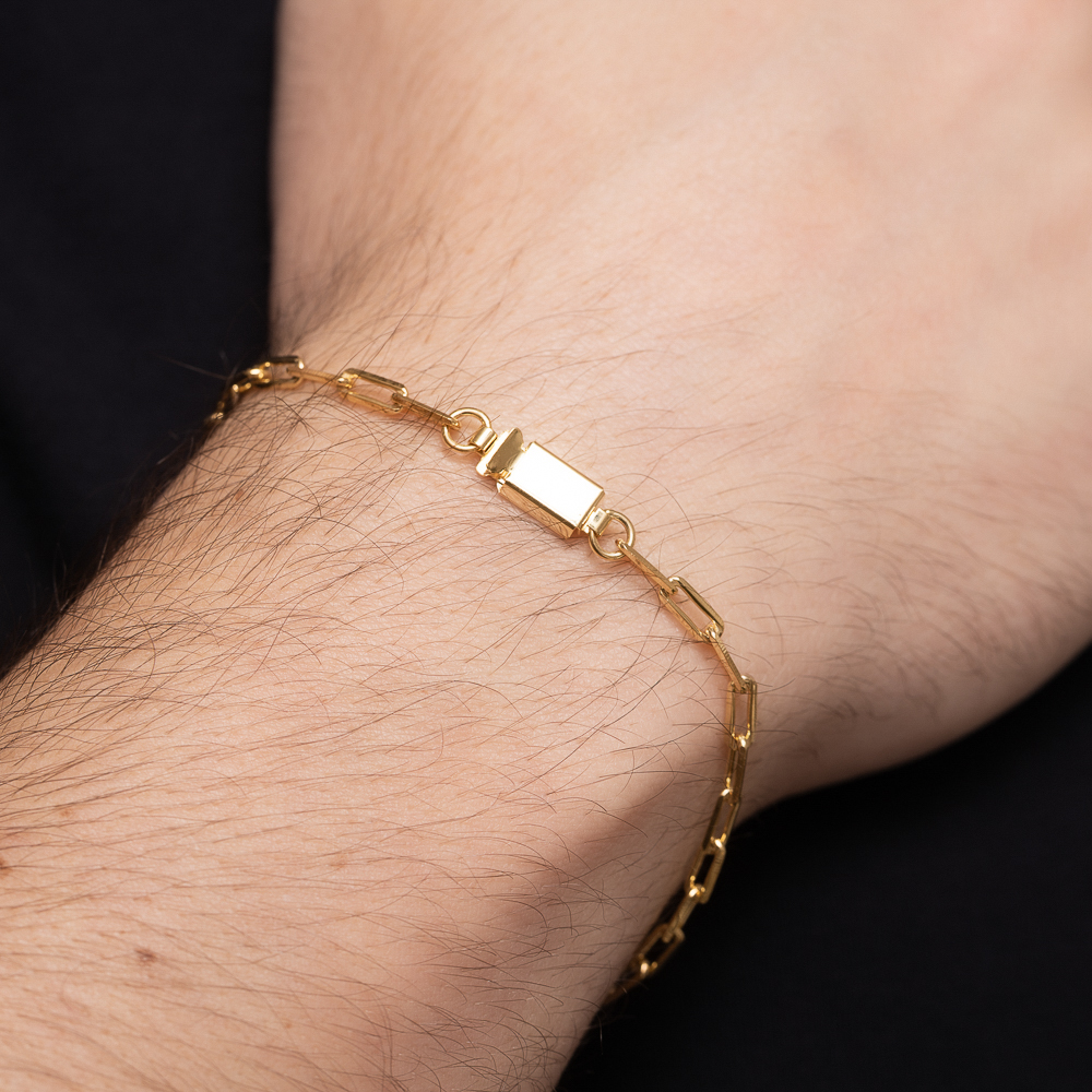 PULSEIRA MASCULINA ELOS CARTIER M BANHO OURO 18K