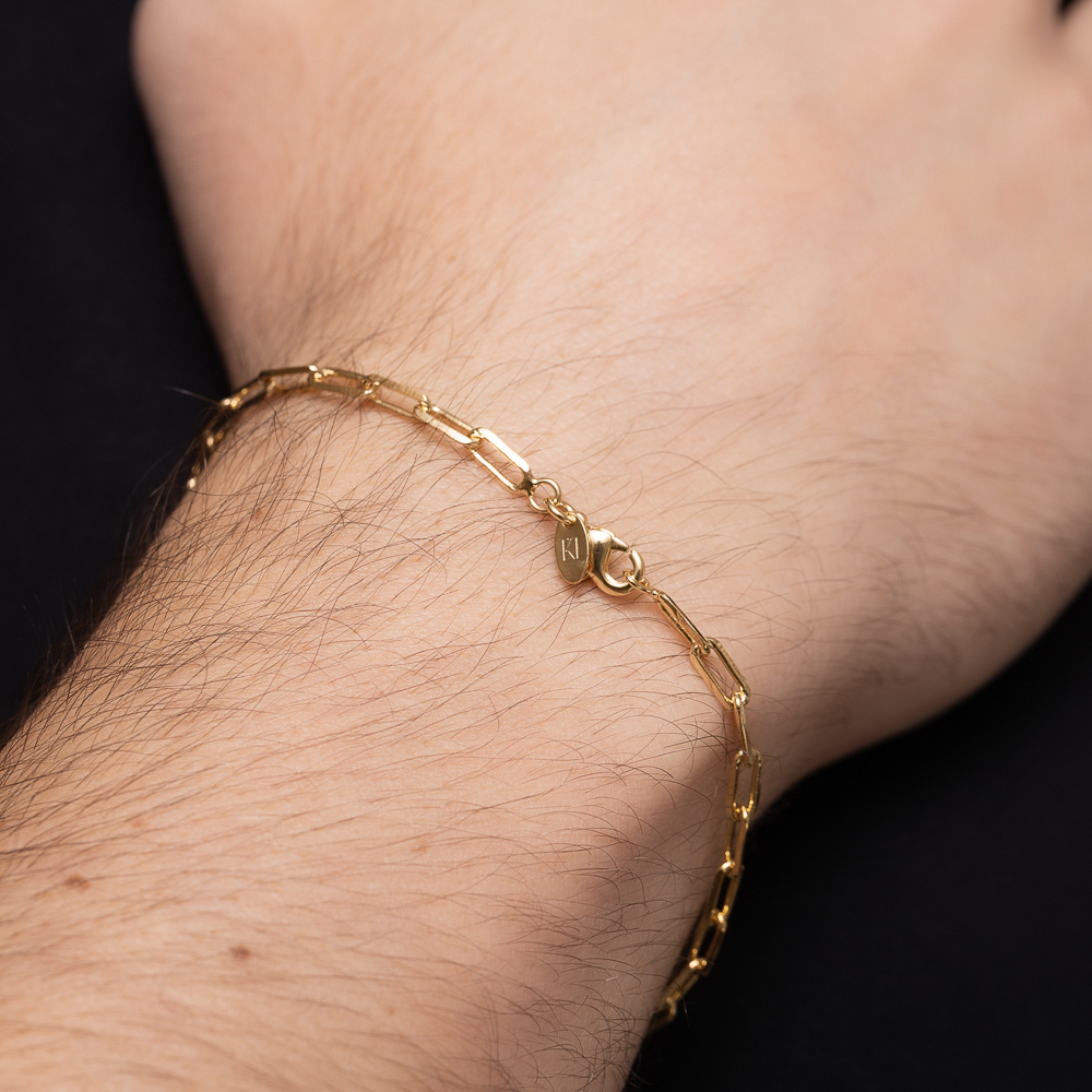 PULSEIRA MASCULINA ELOS CARTIER M BANHO OURO 18K