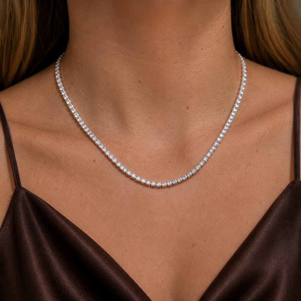 COLAR RIVIERA CRISTAL REDONDA BANHO PRATA