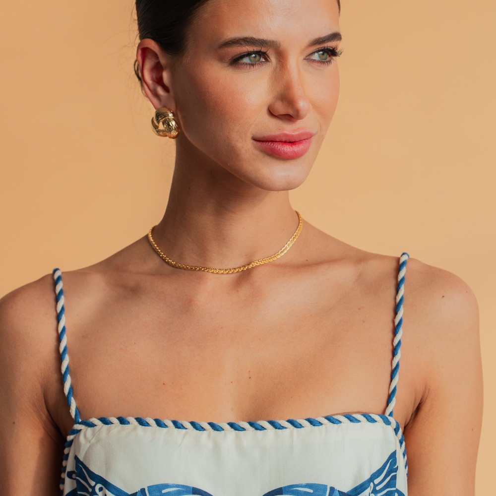 CHOKER MALHA TRANÇADA BANHO OURO 18K