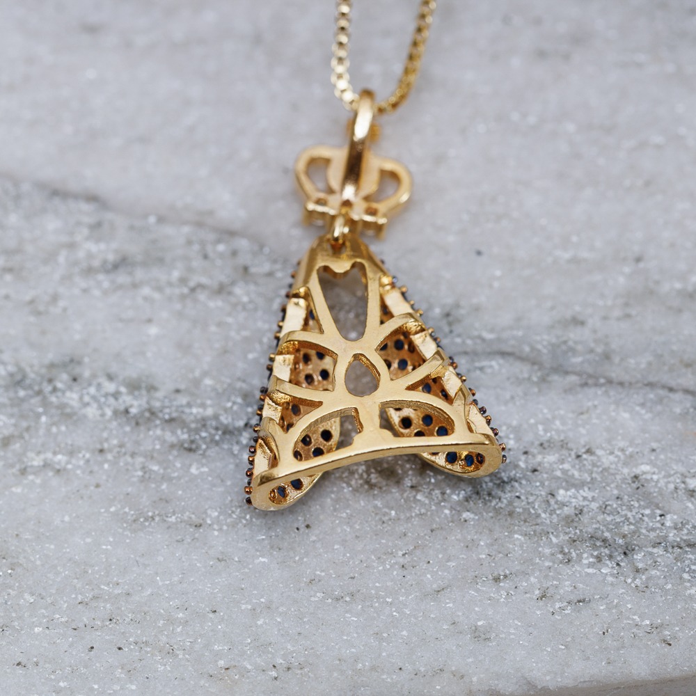 COLAR NOSSA SENHORA MANTO AZUL BANHO OURO 18K