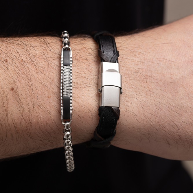 PULSEIRA BRACELETE MASCULINO EM AÇO INÓX