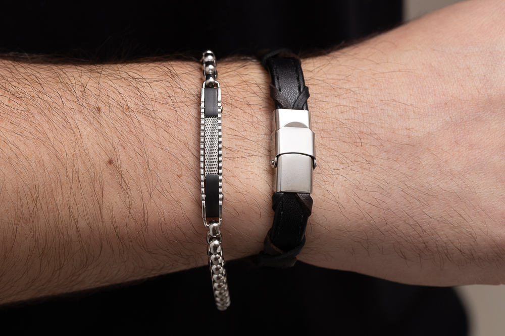 PULSEIRA COURO MARROM TRANÇADO E AÇO