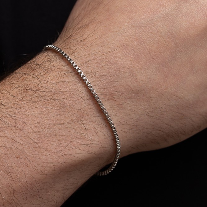 PULSEIRA MASCULINA ELO TIJOLINHO EM AÇO INÓX