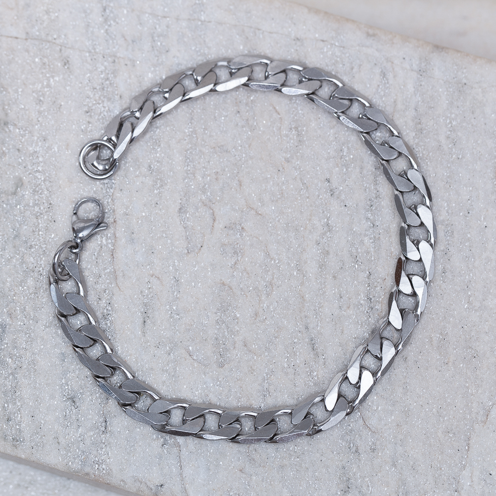 PULSEIRA MASCULINA ELOS GRUMET EM AÇO INÓX