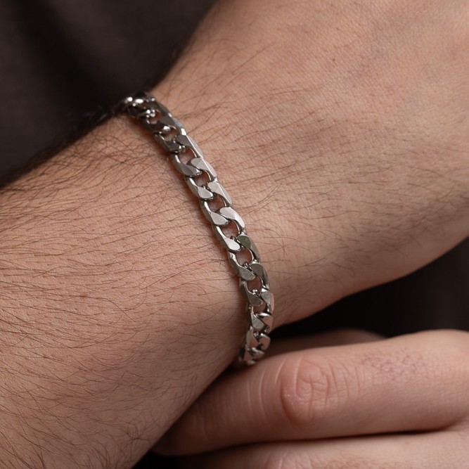 PULSEIRA MASCULINA ELOS GRUMET EM AÇO INÓX