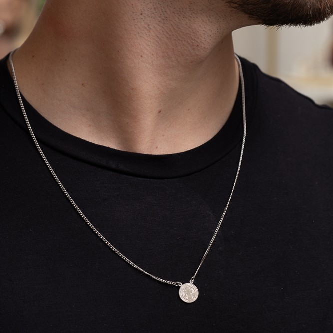 COLAR ESCAPULÁRIO MASCULINO SÃO BENTO EM AÇO INÓX
