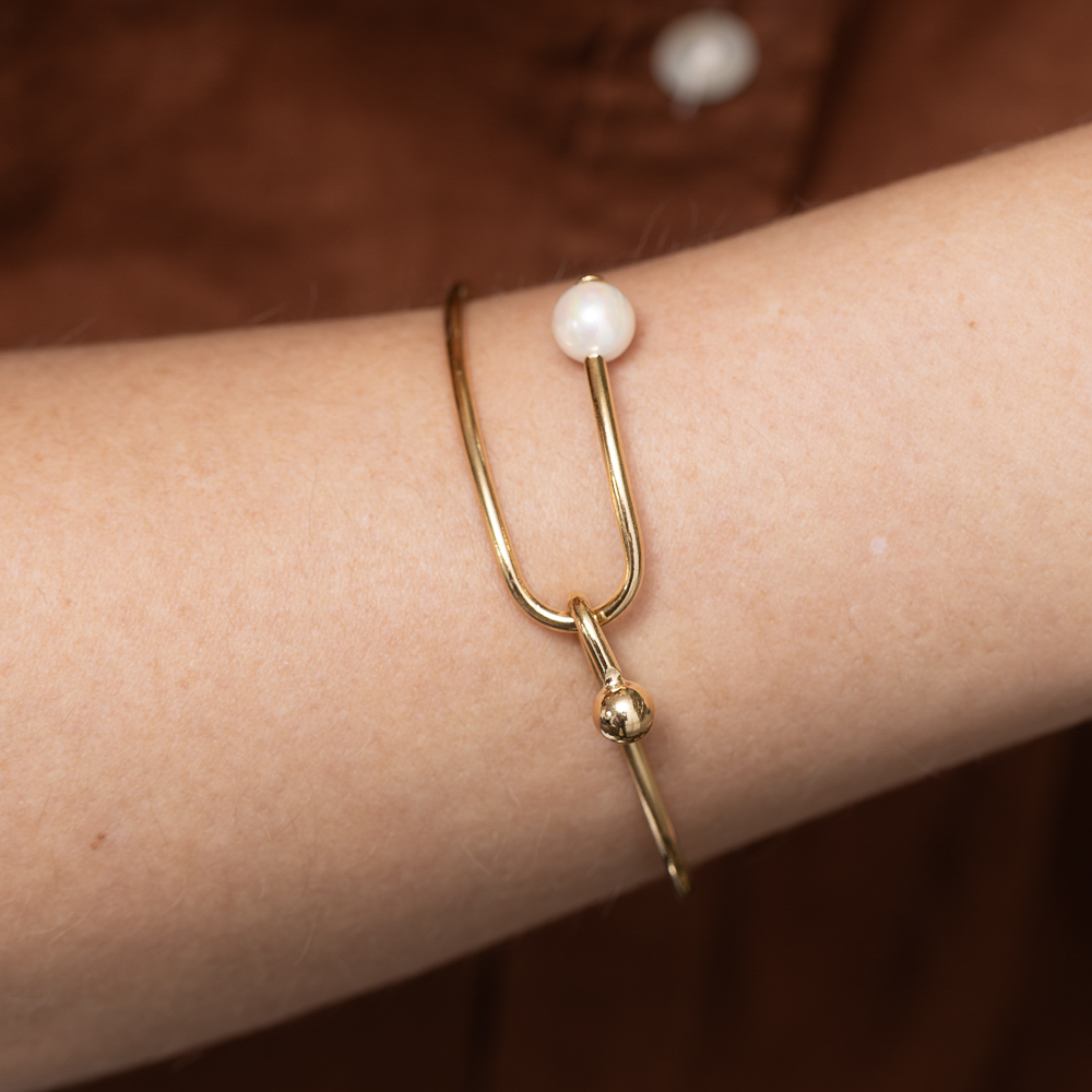 BRACELETE PÉROLA BANHO OURO 18K