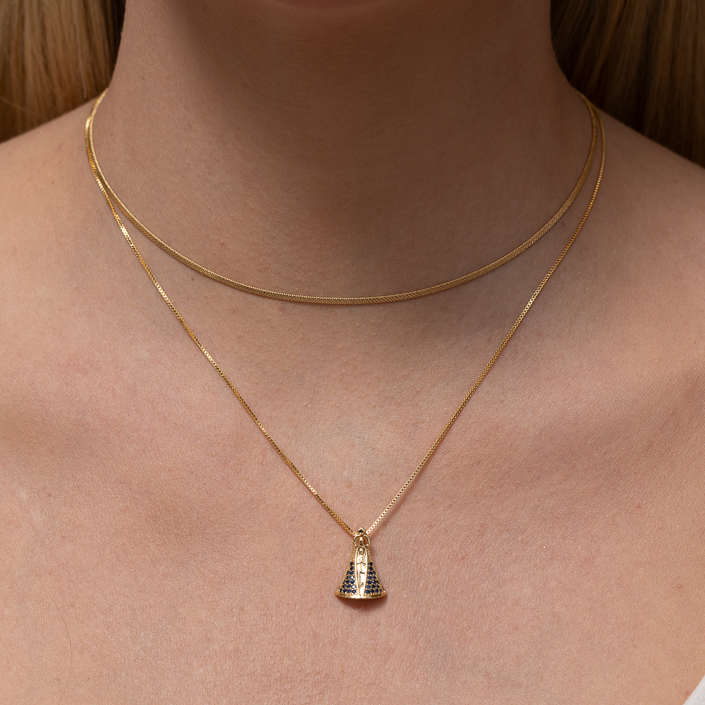 CHOKER MALHA DIAMANTADA BANHO OURO 18K