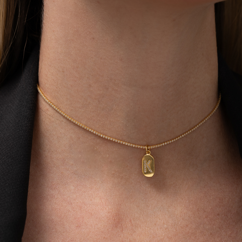 CHOKER RIVIERA PP CRISTAL BANHO OURO 18K