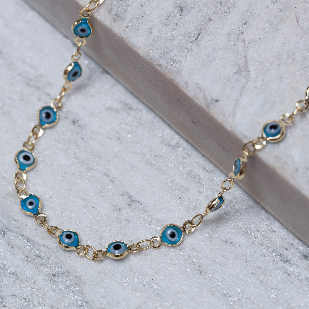 CHOKER OLHO GREGO BANHO OURO 18K