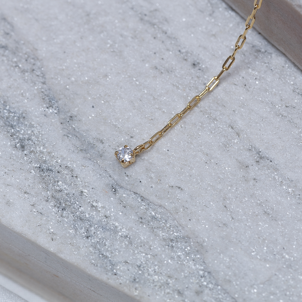COLAR PÊNDULO COM ZIRCÔNIAS BANHO OURO 18K