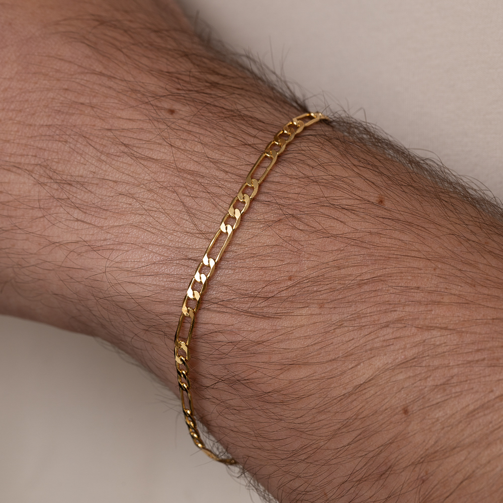 PULSEIRA MASCULINA 2 ELOS GROSSO CT BANHO OURO 18K