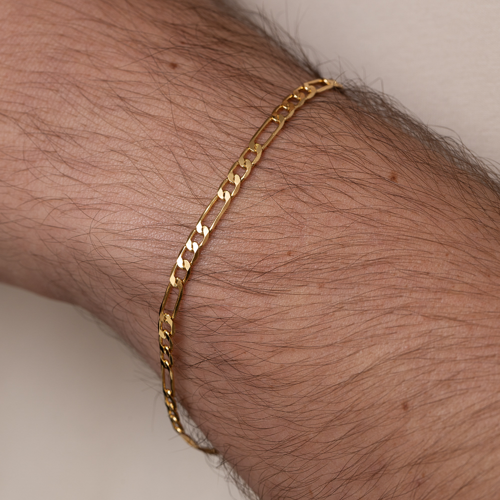 PULSEIRA MASCULINA 2 ELOS GROSSO CT BANHO OURO 18K