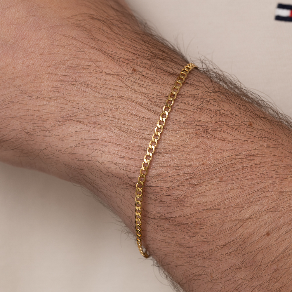 PULSEIRA MASCULINA ELOS GRUMET FINOS CT BANHO OURO 18K