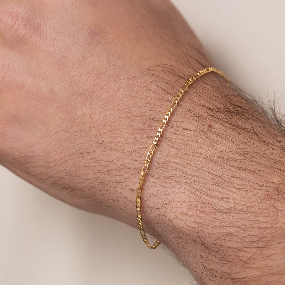 PULSEIRA MASCULINA 2 ELOS FINOS CT BANHO OURO 18K