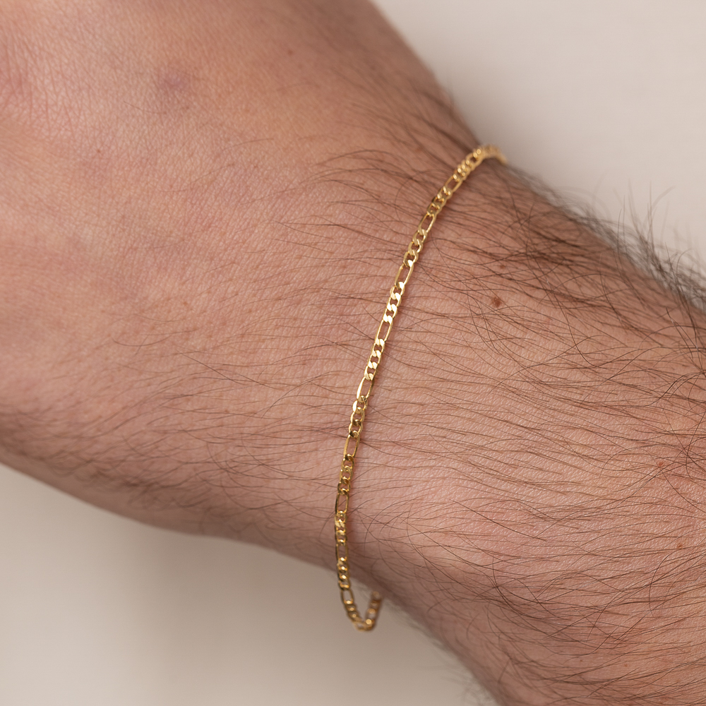 PULSEIRA MASCULINA 2 ELOS FINOS CT BANHO OURO 18K