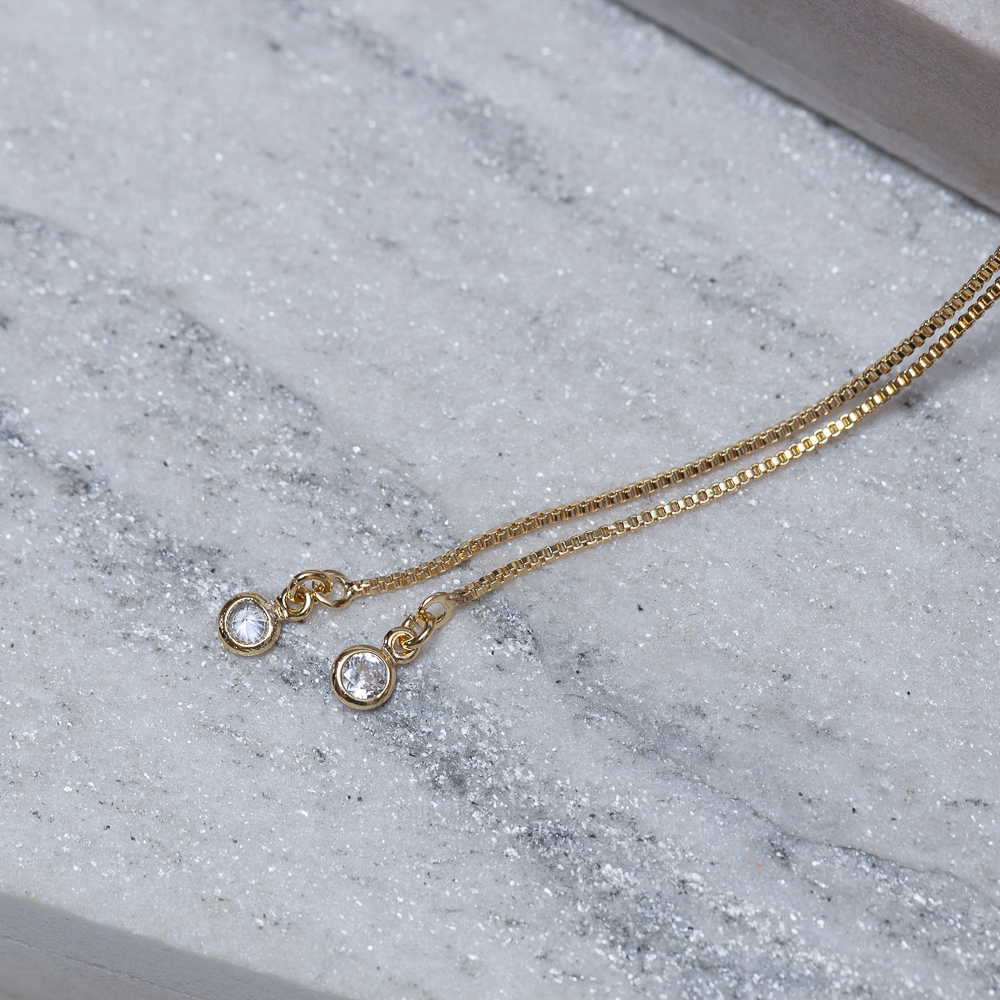 COLAR GRAVATINHA COM PEDRA CRISTAL BANHO OURO 18K