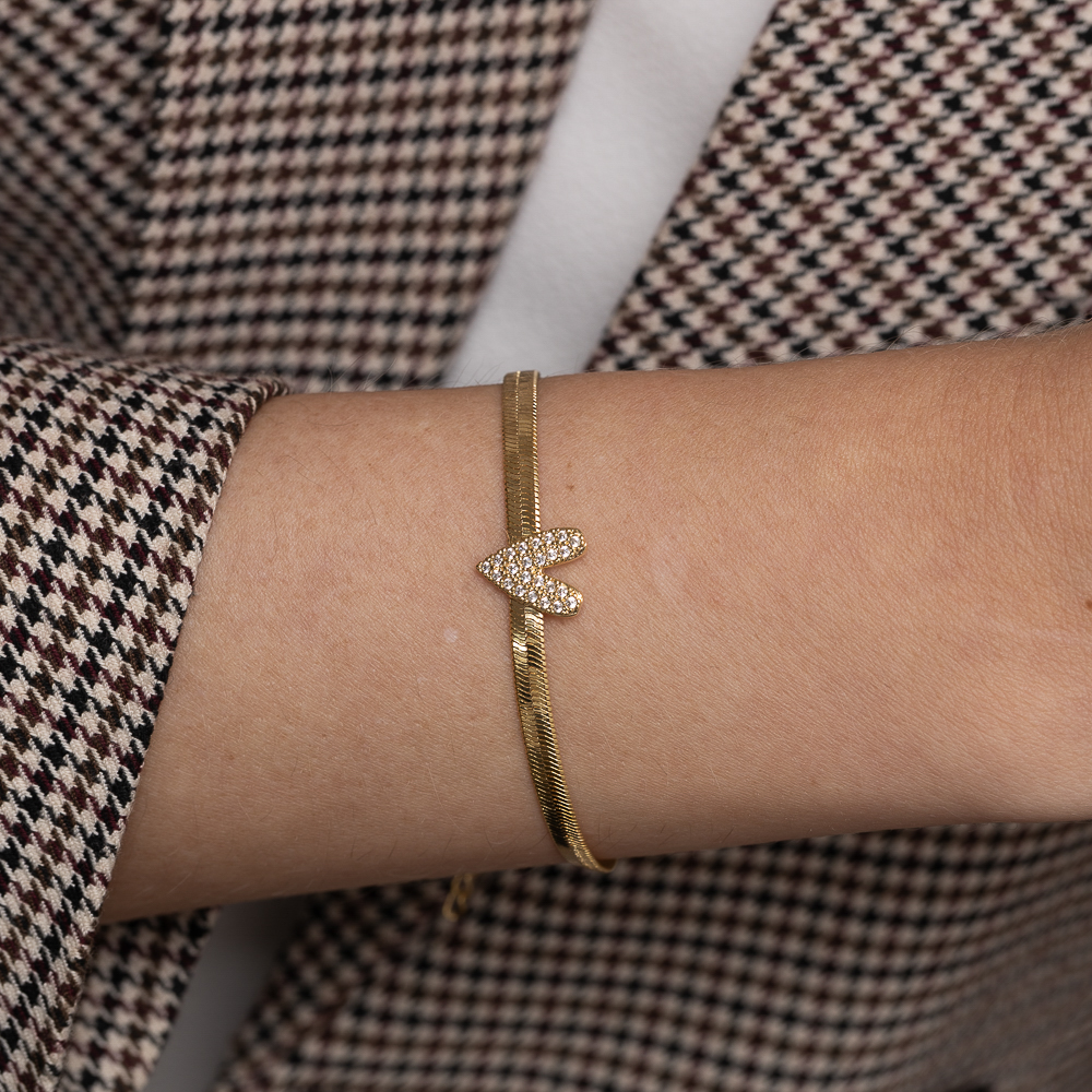 PULSEIRA FITA ESPELHADA COM CORAÇÃO BANHO 18K