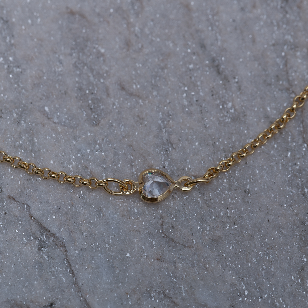 PULSEIRA CORAÇÕES CRISTAIS BANHO 18K