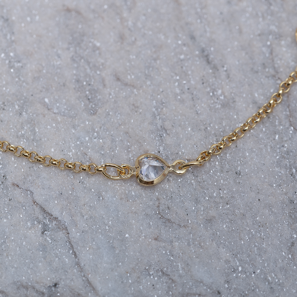 PULSEIRA CORAÇÕES CRISTAIS BANHO 18K