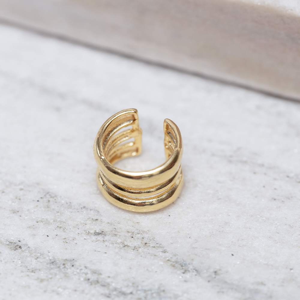 BRINCO FAKE 3 AROS BANHO OURO 18K