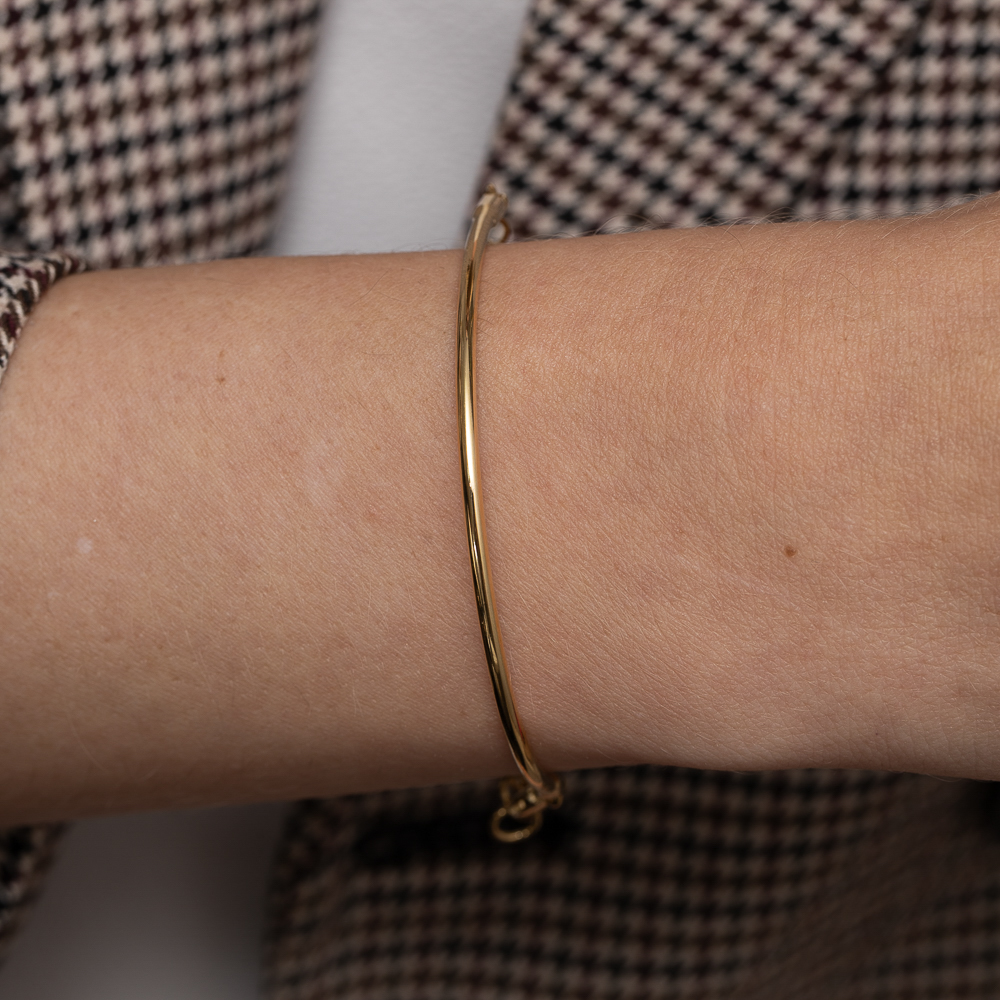 PULSEIRA ARO COM PINGENTE CORAÇÃO CRISTAL BANHO OURO 18K