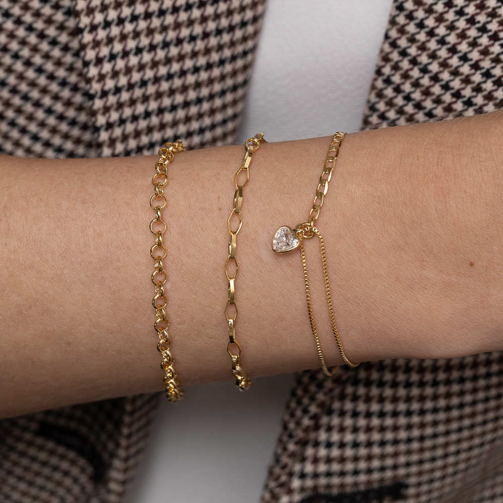 PULSEIRA ELO PORTUGUÊS 4MM BANHO OURO 18K