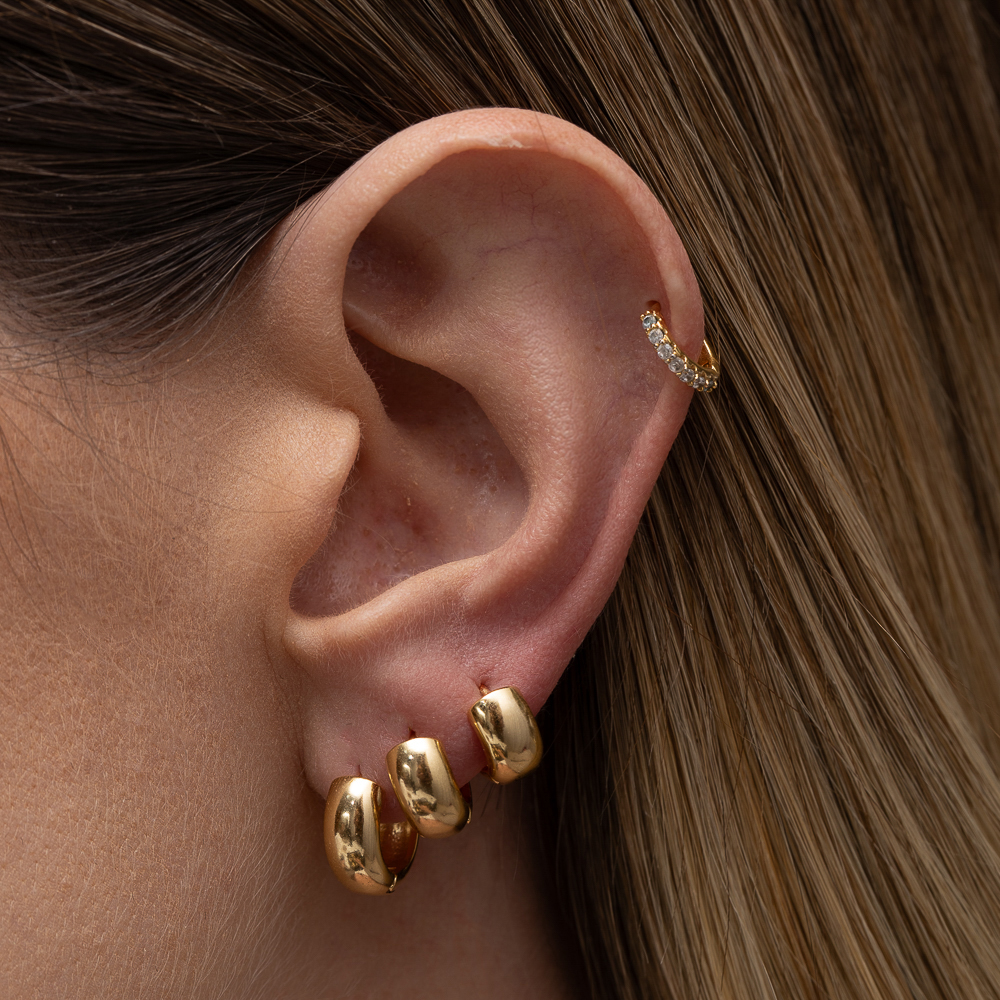 BRINCO ARGOLA G LISA BANHO OURO 18K