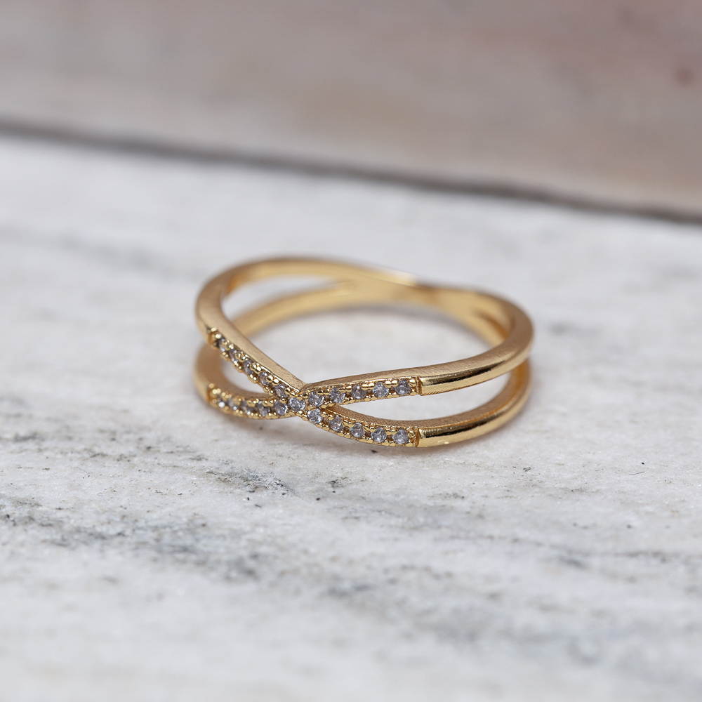 ANEL X CRAVEJADO CT BANHO OURO 18K