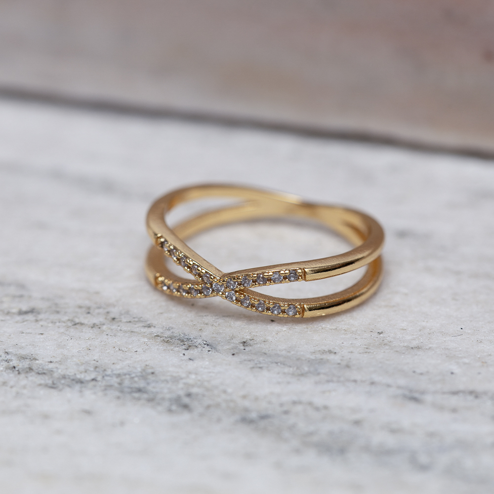 ANEL X CRAVEJADO CT BANHO OURO 18K