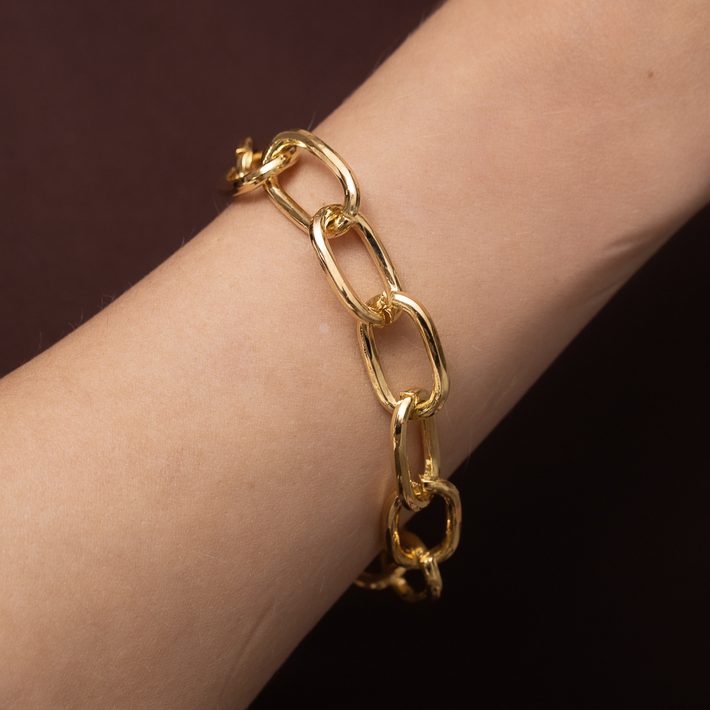 PULSEIRA ELO CORRENTE M BANHO OURO 18K