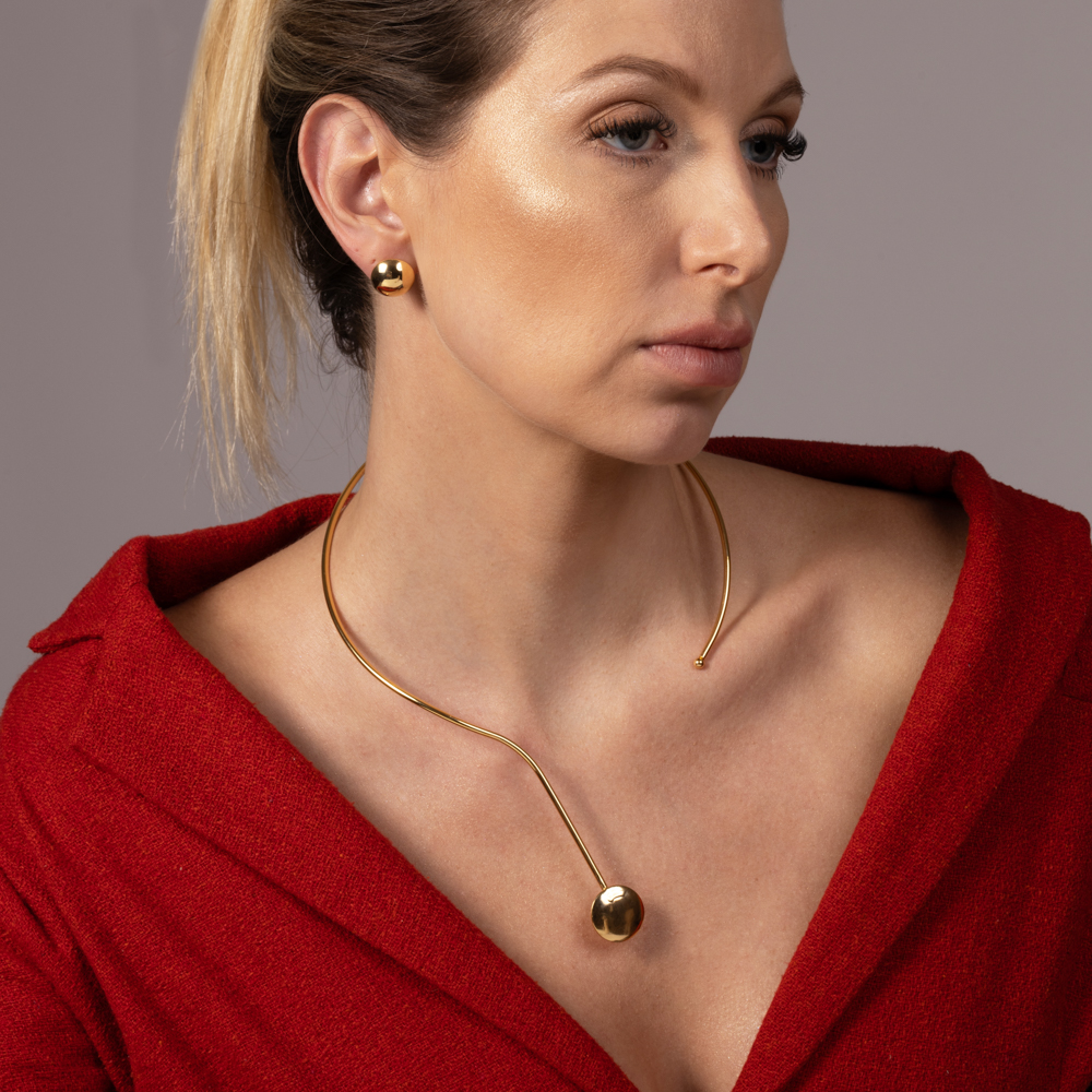 COLAR ARO CÍRCULO LISO BANHO OURO 18K