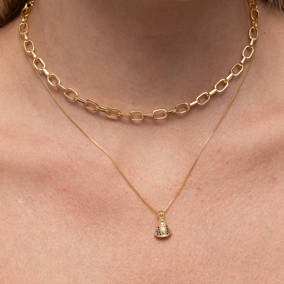 CHOKER ELO CARTIER GROSSO BANHO OURO 18K