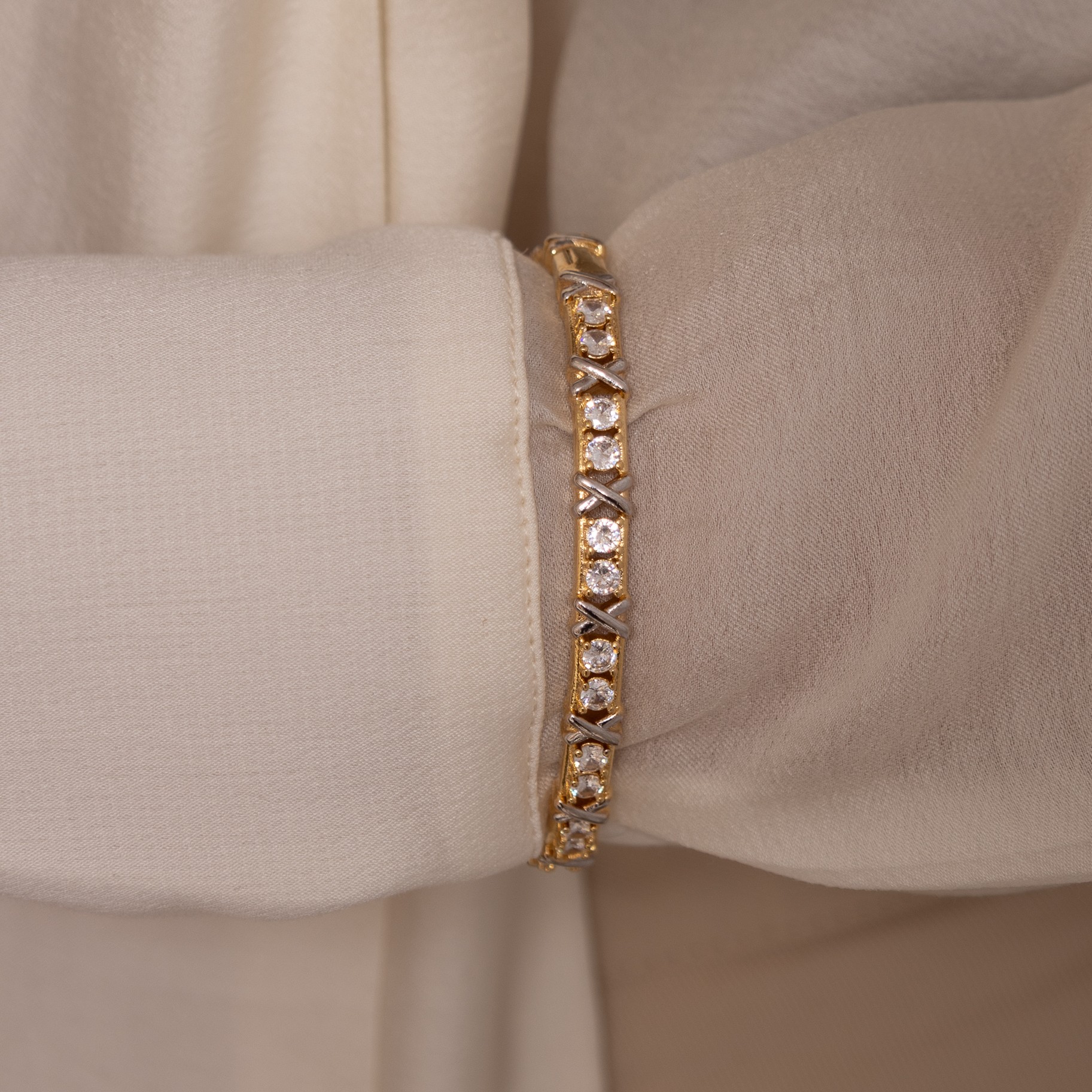 BRACELETE X TWO TONE BANHO OURO 18K