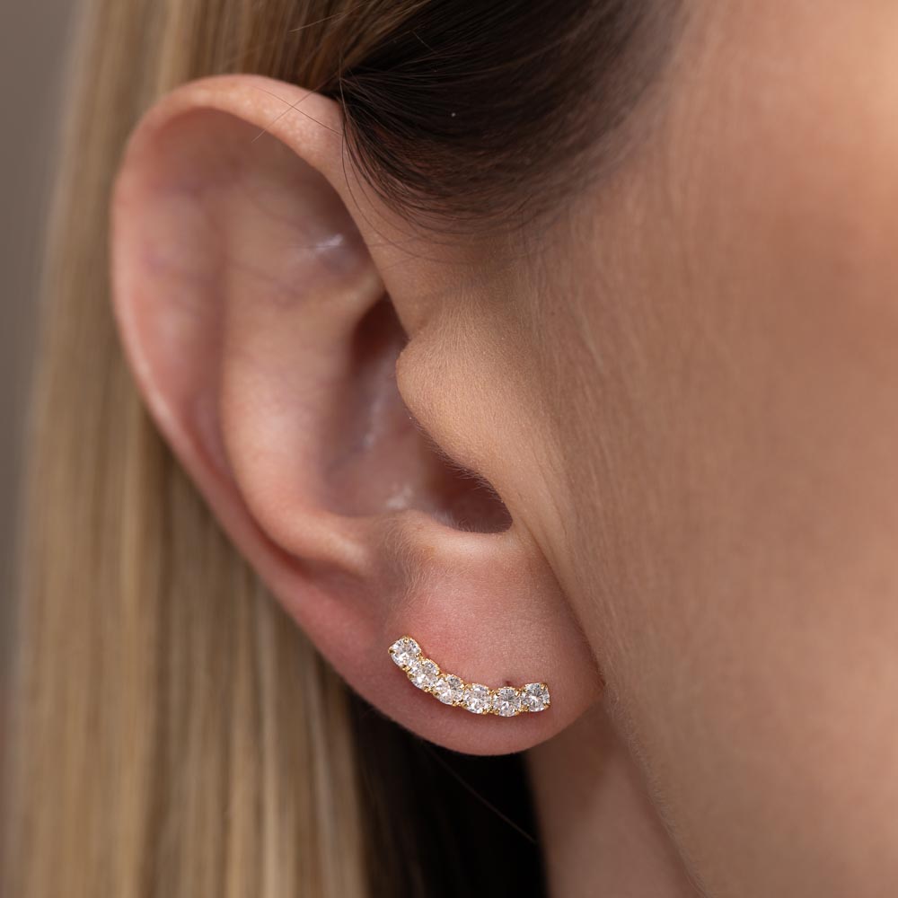 BRINCO EAR CUFF DELICADO CRISTAL BANHO OURO 18K