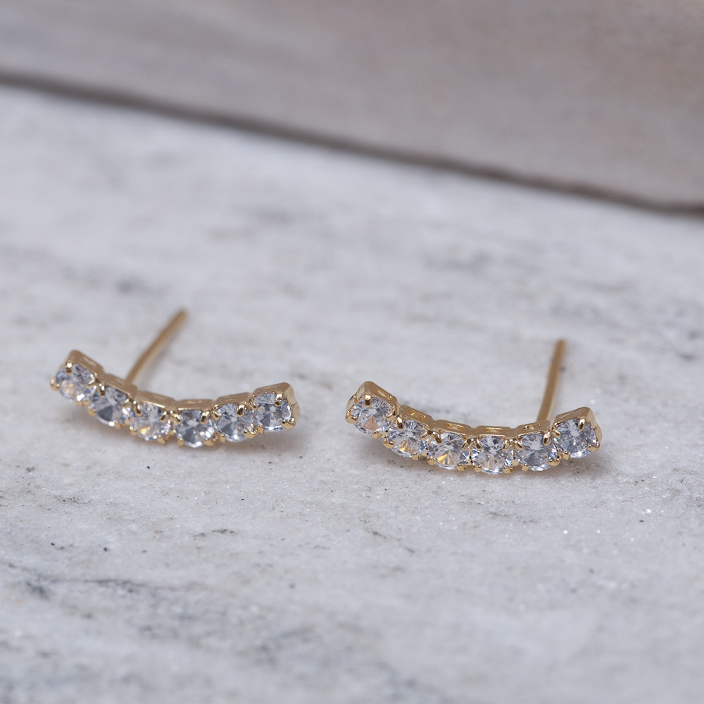 BRINCO EAR CUFF DELICADO CRISTAL BANHO OURO 18K