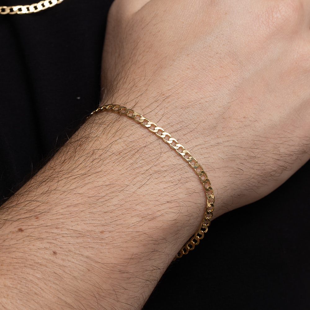 PULSEIRA MASCULINA ELOS GRUMET BANHO OURO 18K